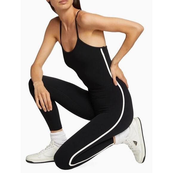 Splits59 Amber Airweight Ankle-Crop Jumpsuit Black White Stripe XL $168 NWT - Picture 1 of 16